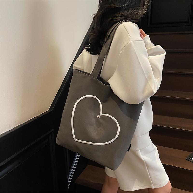 Love Canvas Bag Women's Large Capacity Tote Bag Commuter Underarm Bag