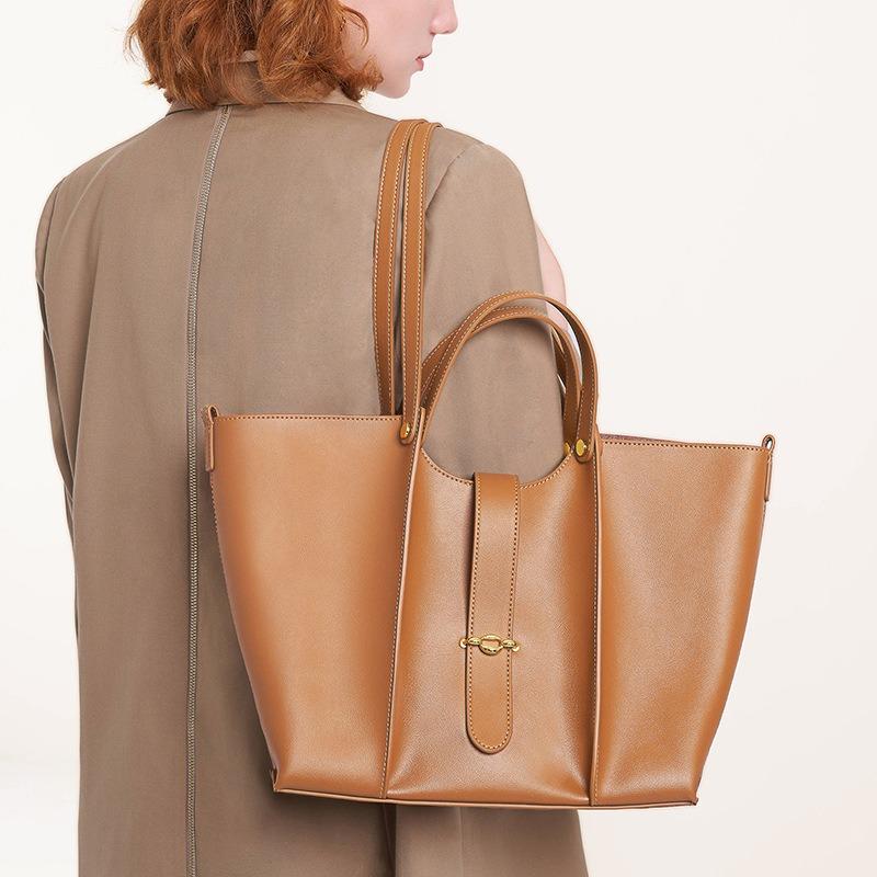 Retro Tote Bag Women's New Large-capacity High-end Commuting Shoulder Bag Leather Underarm Bag