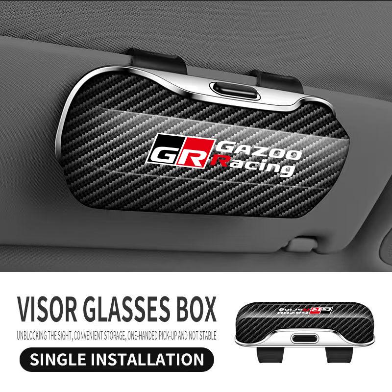 Car Eyewear Case Box Sunglasses Holder Sun Visor Storage Protective Frame Box Glasses Clip Portable For Toyota Gr Gazoo Racing