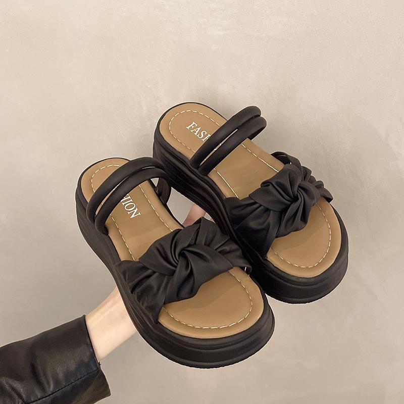 2025New Summer Women's Slippers PVC Outsole Ins Trendy Korean Style Thickened Outer Wear Floral Pattern Leisure Style S