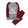 Christmas Women Mom Letter Plaid Print Top Blouse+Pants Family Clothes Pajamas