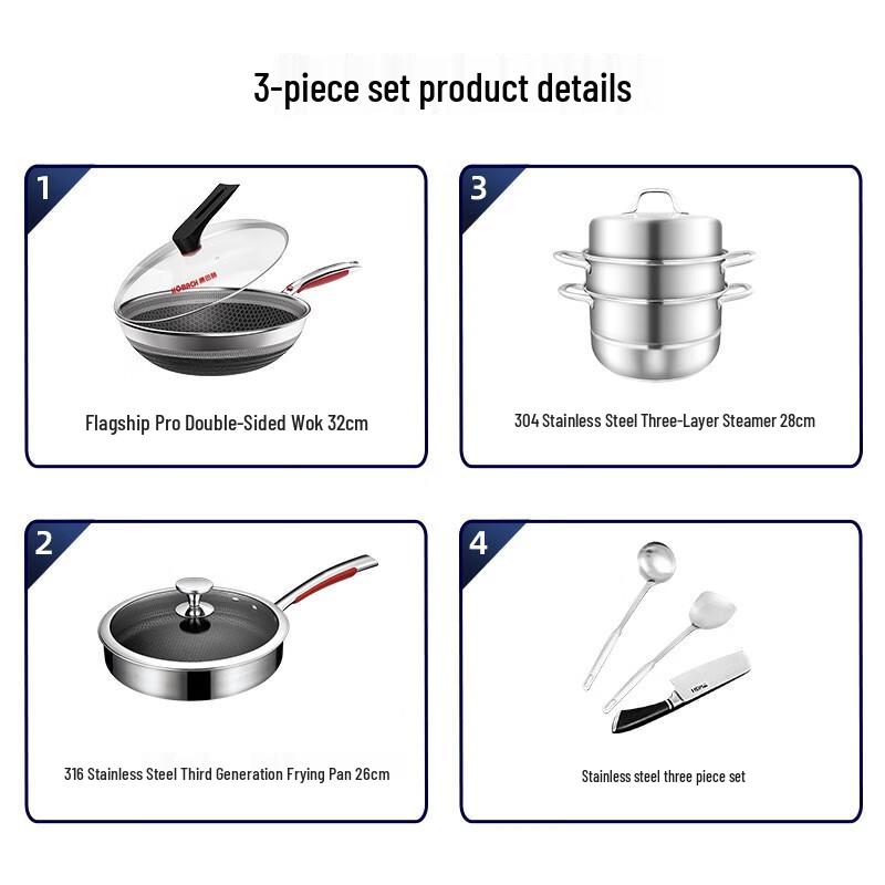 Kangbach Flagship Pro 3-Piece Stainless Steel Cookware Set