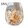 Luxuriöses Dekorative Glas 3D Tier Stielloses Weinglas, Meeresinspirierte Details Elegantes Klares Haus Getränkeglas, Langlebig für Küche Und Strand Getränke