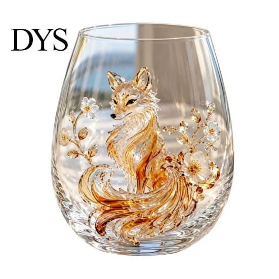 Luxuriöses Dekorative Glas 3D Tier Stielloses Weinglas, Meeresinspirierte Details Elegantes Klares Haus Getränkeglas, Langlebig für Küche Und Strand Getränke