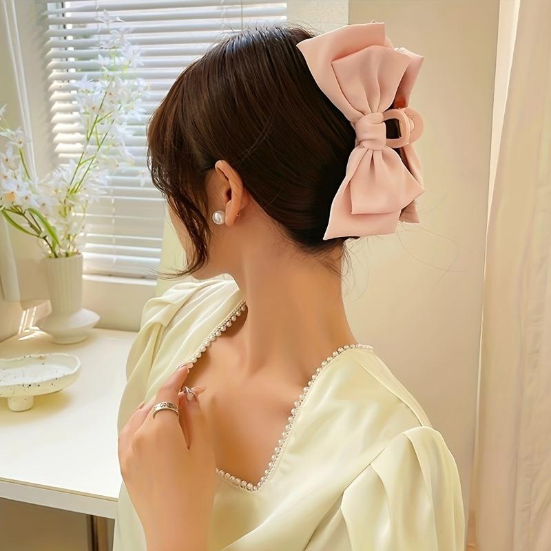 

New Fashion Women Super Big Bow Hairpin Korean Version of Solid Color Butterfly Satin Hair Clips Girls Hair Accessories Headwear розовый