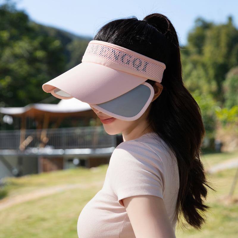 Summer new hat women's versatile letter pull plate sun protection empty top hat sports visor outdoor sun hat