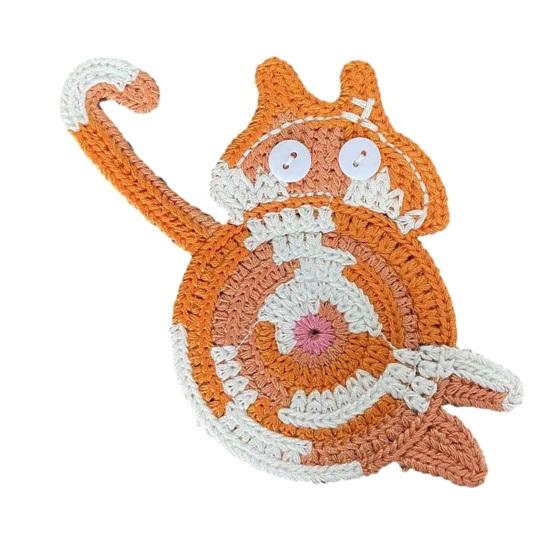 

Кошачья плетеная подставка Крючком подставка для кофе в форме кошки для декора дома и офиса G