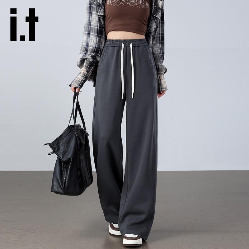 

izzue it Женские повседневные спортивные брюки с высокой посадкой, свободного кроя, с прямыми штанинами XL