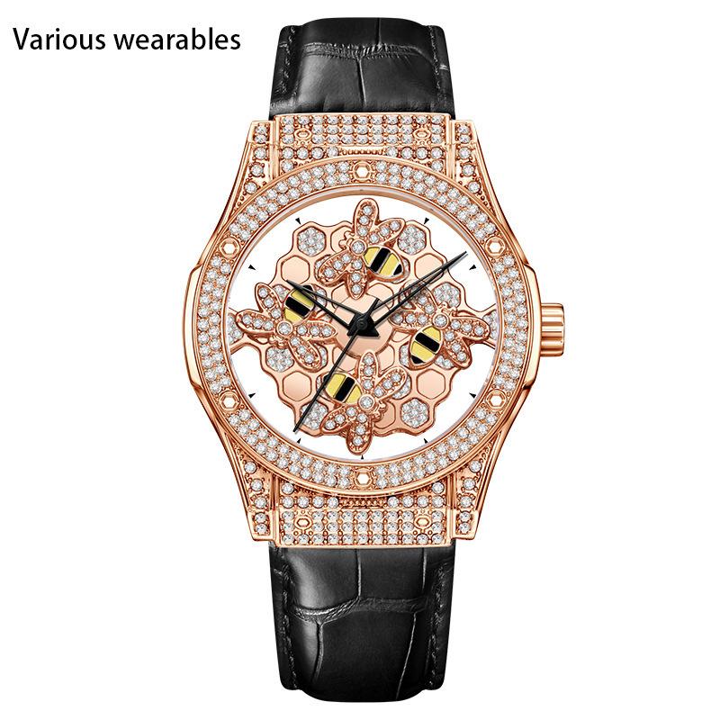 

Кварцевые часы, модные классические, для молодежи, для учеников младших классов средней школы, полые вращающиеся кварцевые часы с бриллиантами