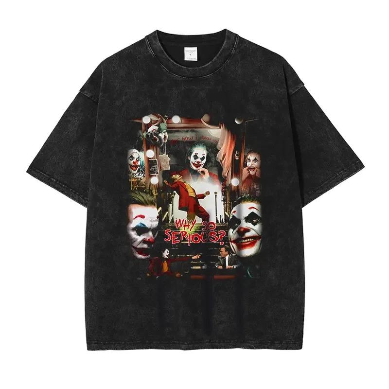T-shirt Joker Hip Hop Vintage Lavata Film Vecchia Scuola Top Magliette T-shirt Oversize Manica Corta Felpe Unisex Cotone