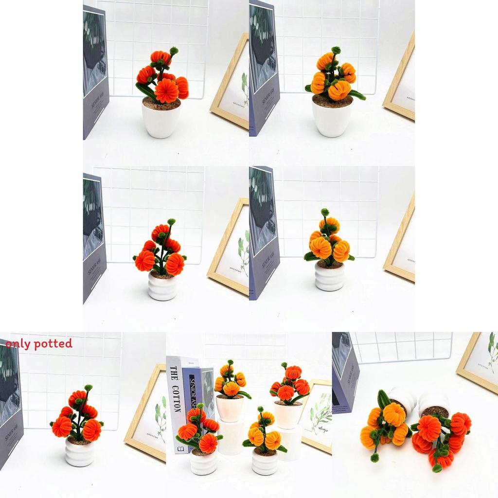 5 Pcs Pumpkin Plush Twisted Stick Potted For Living Room And Photography Props