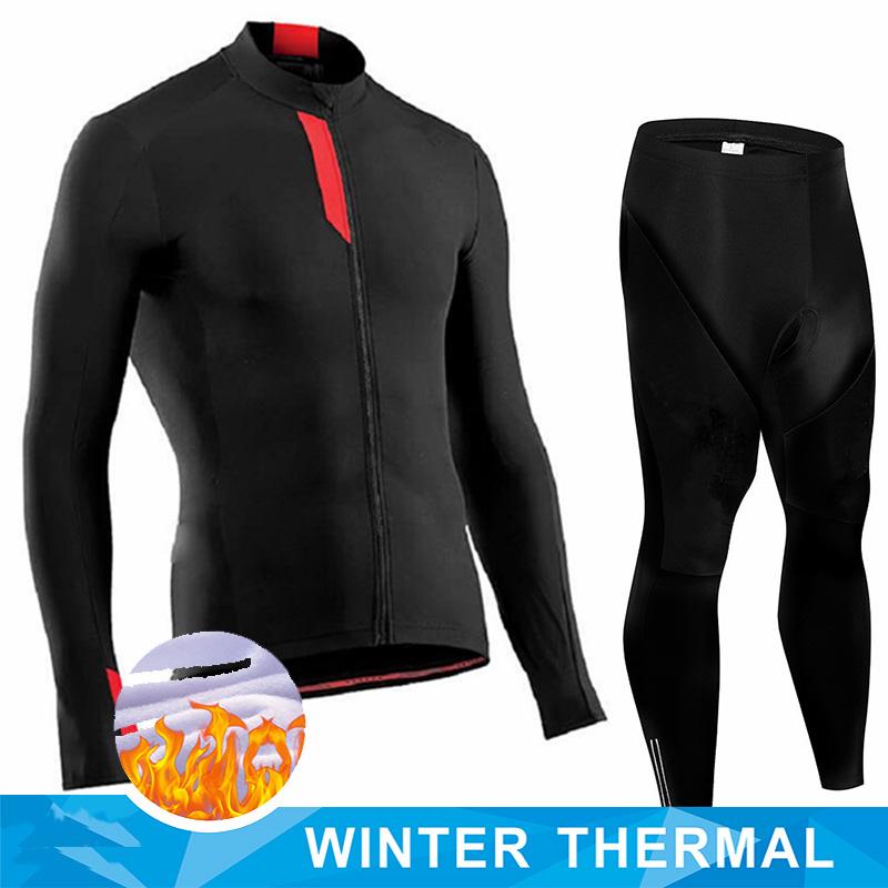 Men 2026 Winter Velvet Warm Cycling Clothing Suit Set Thermal Fleece Bicycle Jersey Set MTB Warm Bike Jersey Set Ropa