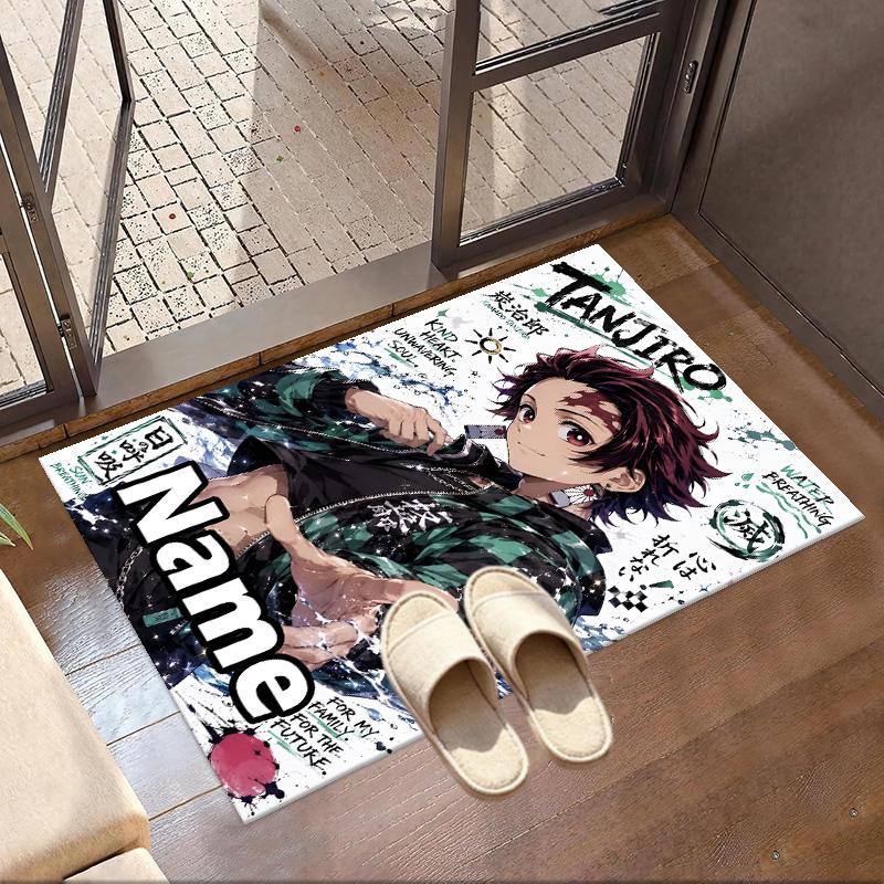 Benutzerdefinierter Name Personalisierter Demon Slayer Druck Teppich, Vielseitiger Heimdekor Teppich, für Spielzimmer, Wohnung, Balkon, Eingangsbereich, Flur Geschenk