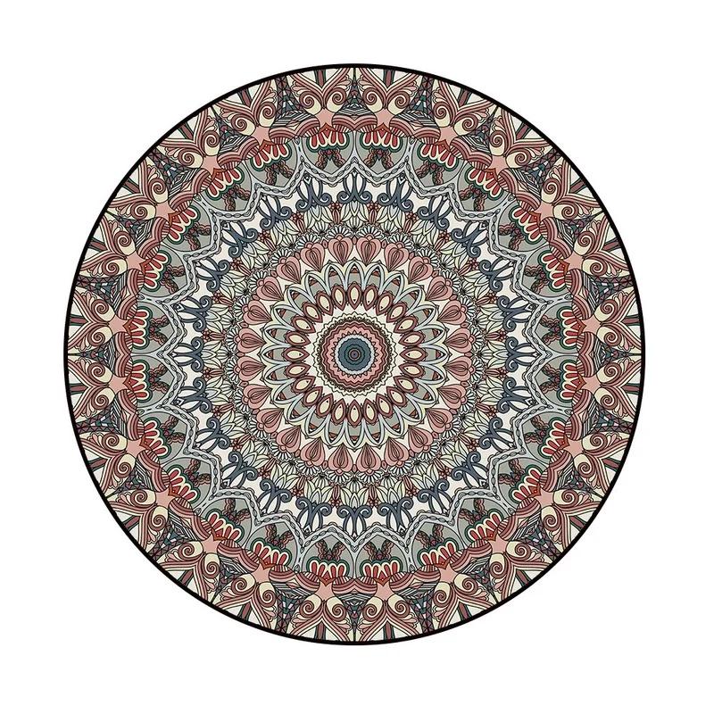 Bohemia Mandala Round Carpet Living Room Geometric Ethnic Flowers Bedroom  Anti-slip Vintage Floor Mat Home Decoration