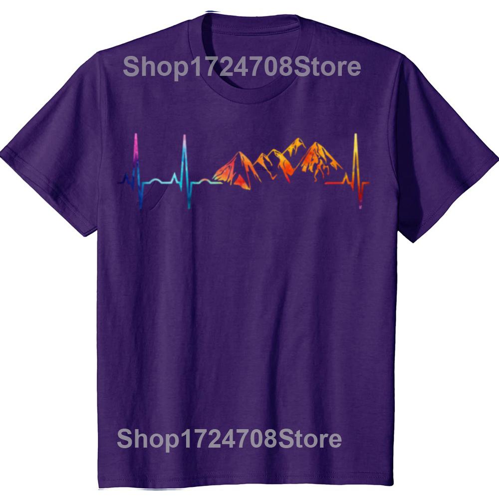 Funny Mountain Heartbeat Pulse Line Tshirts Men Womens Fashion Casual Tshirt 100 Cotton Loose Climbing Hiking T Shirt