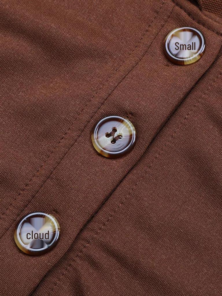 Yiyi 2025 Autumn/Winter Patchwork Hoodie - Casual Buttoned Pullover Sweatshirt