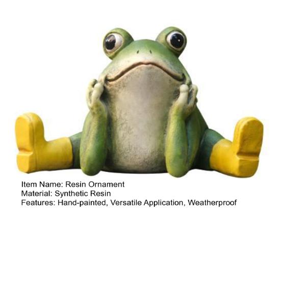 Sitting Frog Statue Resin Frog Stretching His Legs Ornament Garden Frog Figurine for Outdoor Indoor Plant Pot Desk Shelf Decoration