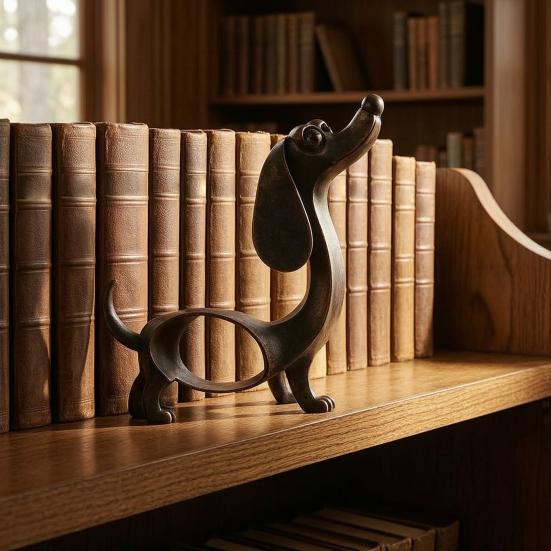 Geschenkidee für Hundeliebhaber, Vintage-Eisen-Dackel-Figur, Niedliche Welpen-Skulptur, Künstlerische Metall-Tierstatue für den Garten oder den Innenbereich, Tischdekoration