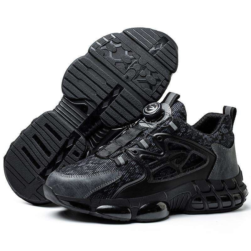 ZLMY Safety Shoes Men Rotated Button Steel Toe Sneaker Puncture Proof Air Cushion Work Shoes Man Sport Safety Work Boots Fashion