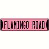 Bright Pink Retro Flamingo Road Sign Tropical Beach Tiki Bar Wall Decor