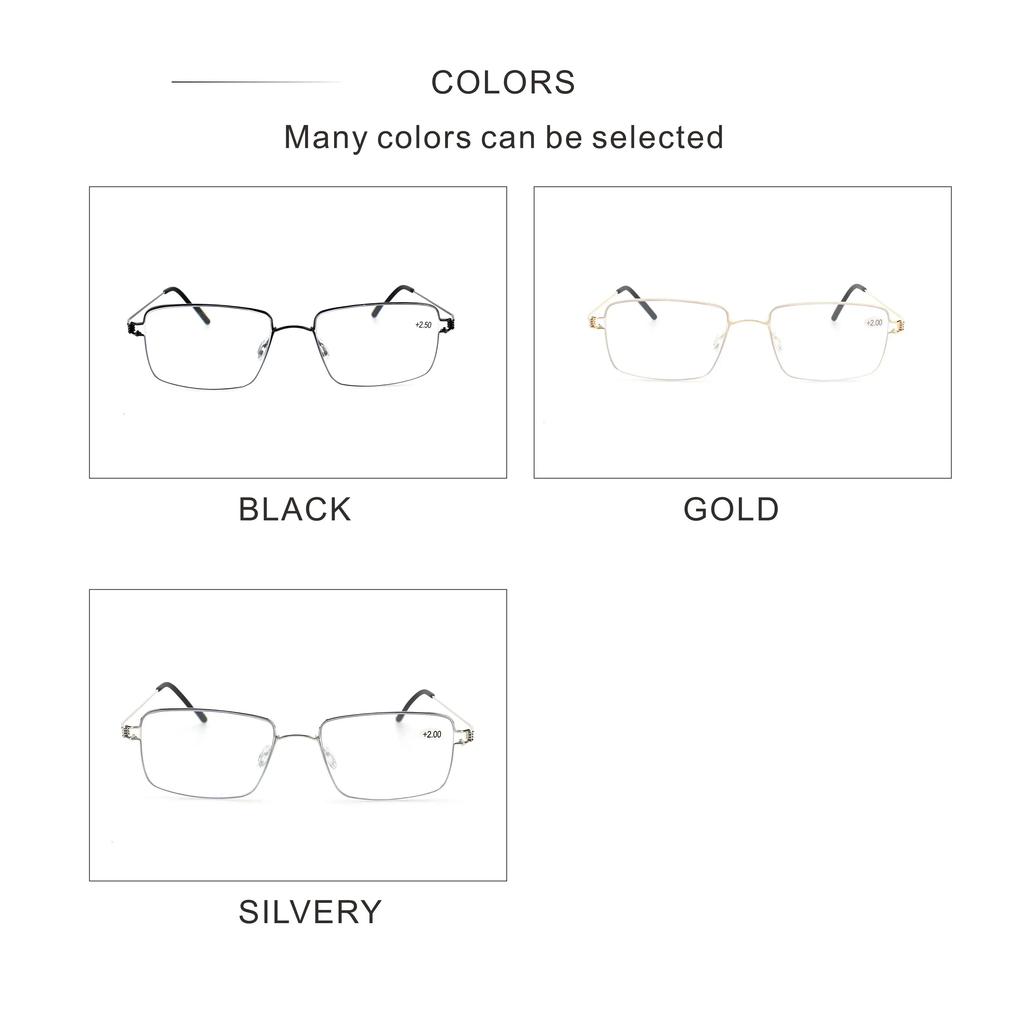Rolipp Anti Blue Light Reading Glasses for Men Women Metal Frame Prescription Fashion Business Eyewear