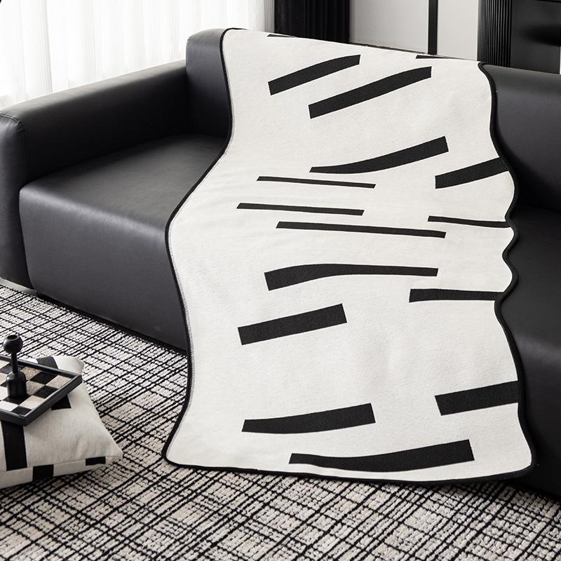 Irregular Special-Shaped Sofa Cushion Chenier Black And White Straight Row Sofa Seat Cushion Non-Slip Light Luxury High-End Cover Cloth