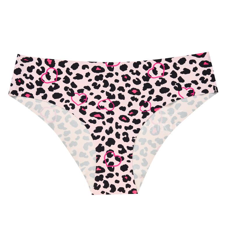 Leopard Heart Seamless Yoga Panties - Thin, Invisible, Quick-Drying, Ice Silk Nude Feel Women's Triangle Underwear