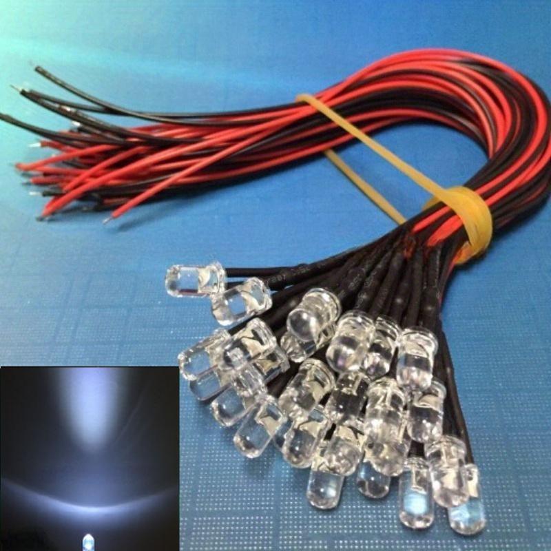 20PCS DC 12V Precablat 5mm LED Bec Bec Precablat Diode Emițătoare Transparent Galben Albastru Verde Alb Roșu