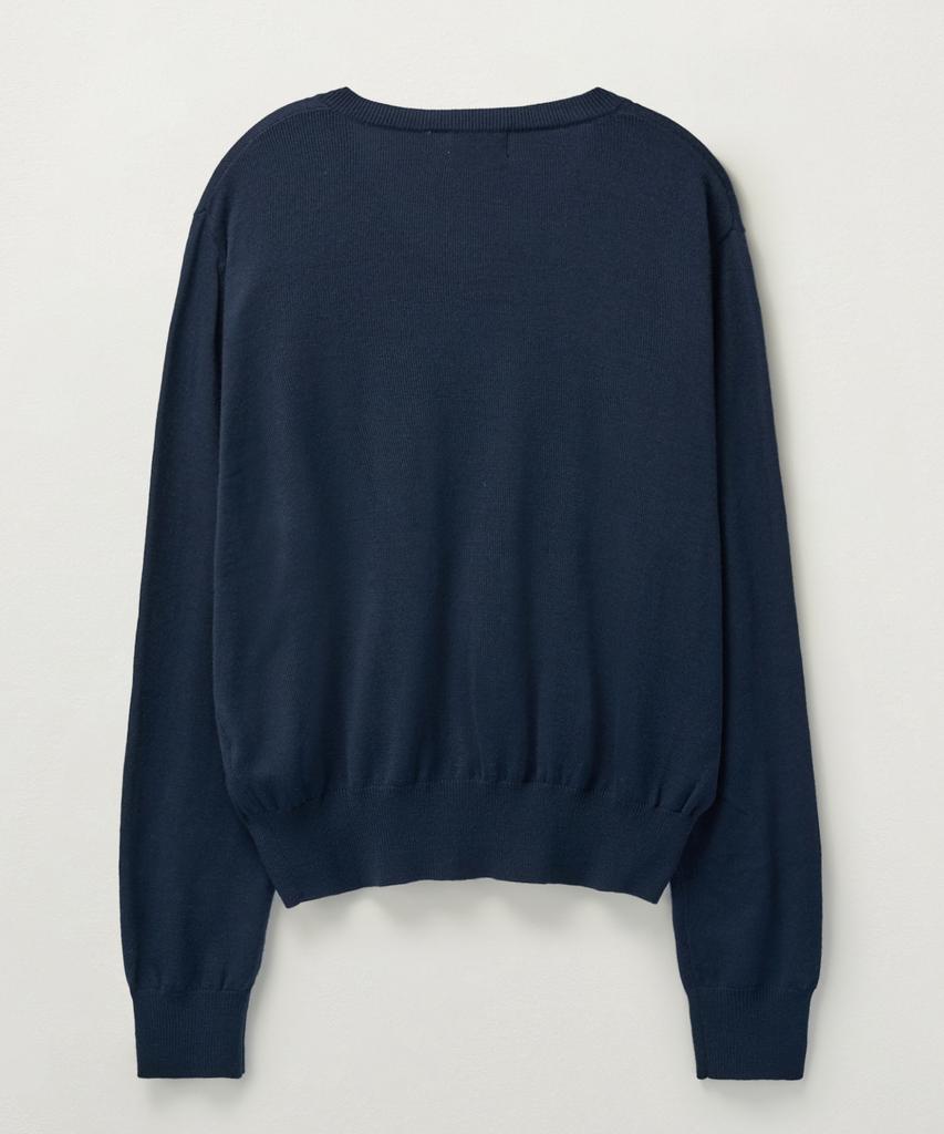 Seteo (W) V-Neck Fine Wool Knit Navy