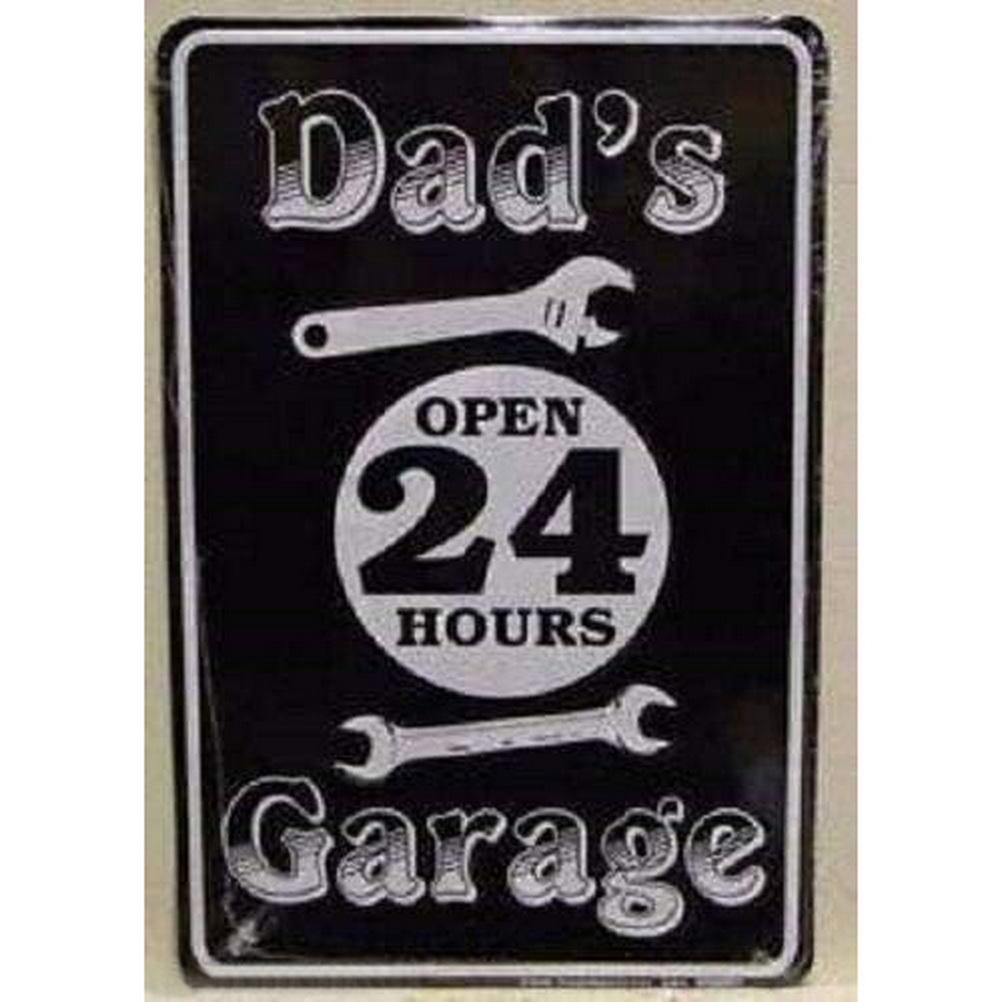 Dad's Garage Workshop Repair Shop 24 Hours Service Vintage Metal Tin Signs Retro Iron Picture Bar Cafe Garage Gym Pub Decor
