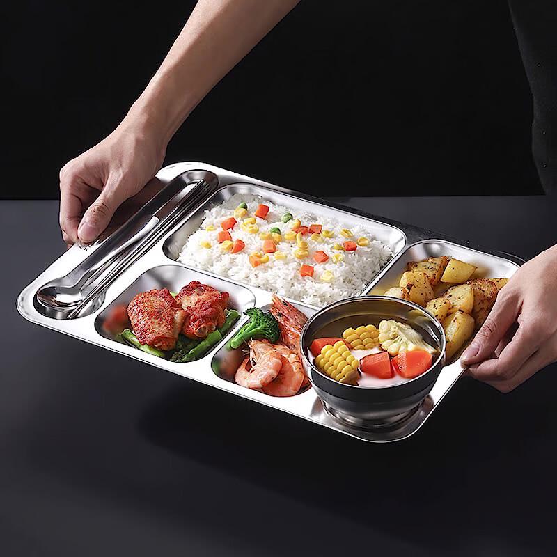 Stainless Steel Five-Compartment Divided Meal Plate
