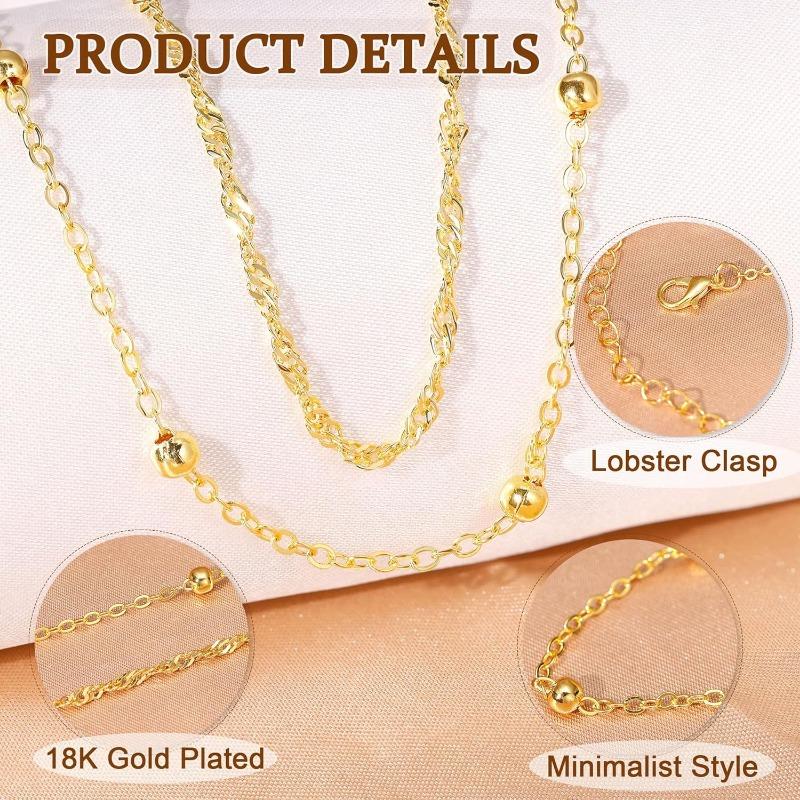 2Pcs 18K Gold Plated Waist Chains for Women Layered Belly Chains Pearl Beaded Chains for Waist Sexy Bikini Summer Beach Jewelry