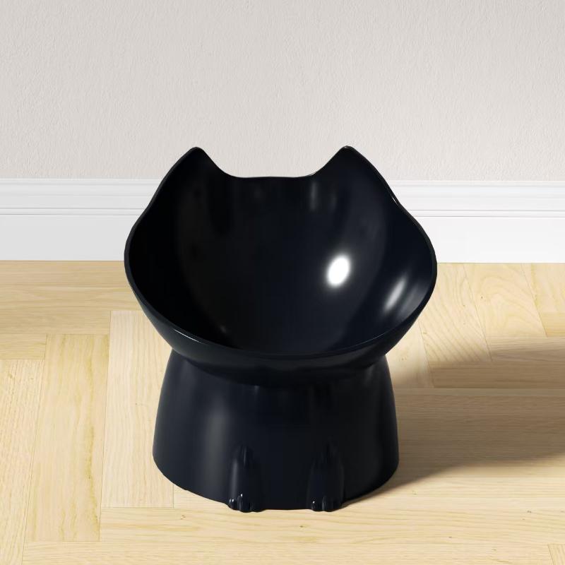 

Tilted Cat Food Bowl Cat Food Dish Anti Vomiting Raised Cat Food Bowl Non Slip Plastic Feeding Bowl For Flat- Faced Cats чёрный