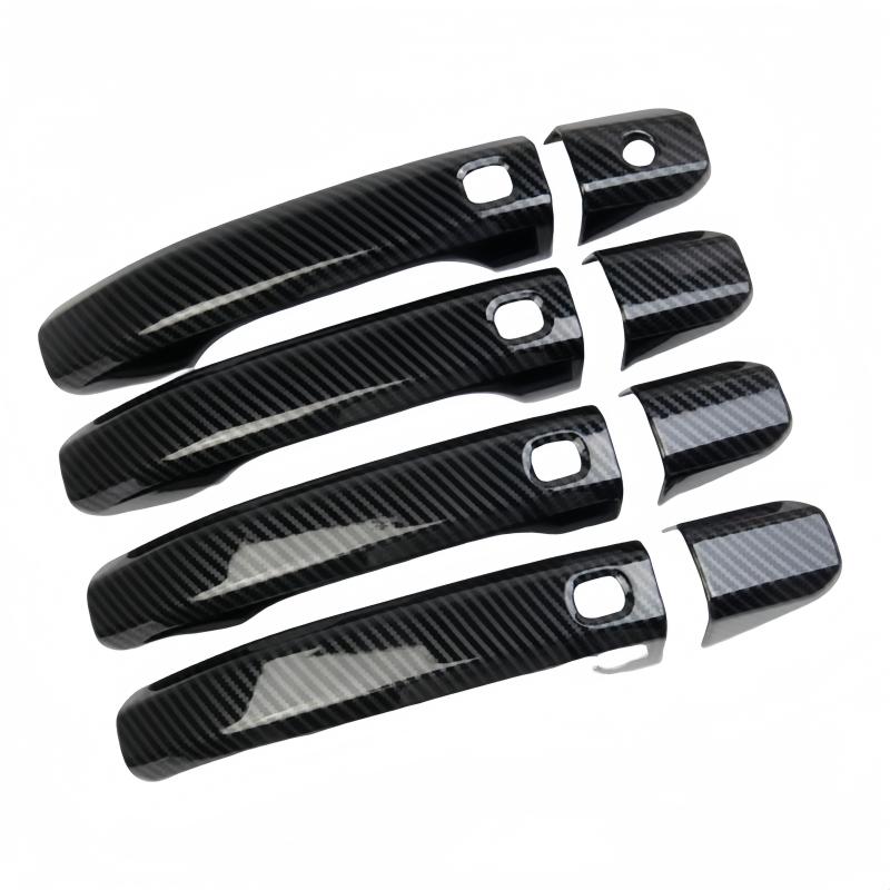 

Glossy Black Carbon Fiber Chrome Car Door Handle Cover Trim Styling Accessories For Chevrolet Silverado GMC Sierra 2015- carbon 4 buttons