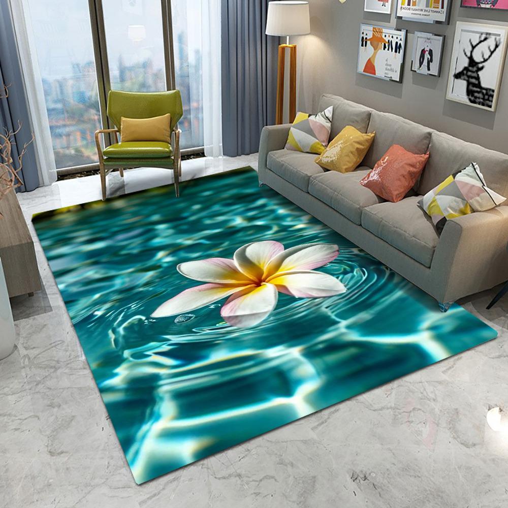 Nature Floral Pattern Floor Mat Various Styles with Flowers Butterflies and Water Scenes Non - Slip Rug for Home Decor