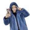 Autumn and Winter Thickened Imitation Rabbit Fur Long Hooded Loose Knee Jacket Women's Plush Coat Imitation Fur