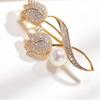 Fashionable Full Diamond Tulip Brooch Creative Niche Pearl Rhinestone Tulip Brooch Women's Anti Light Jewelry Brooch Accessories