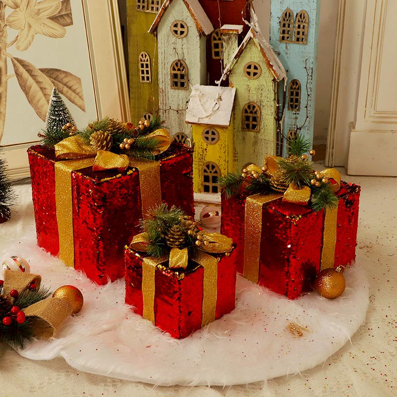 3 Pieces of Christmas Gift Boxes, Holiday Party Window Decorations, Christmas Tree Decorations, Christmas Gift Boxes, Gift Packs