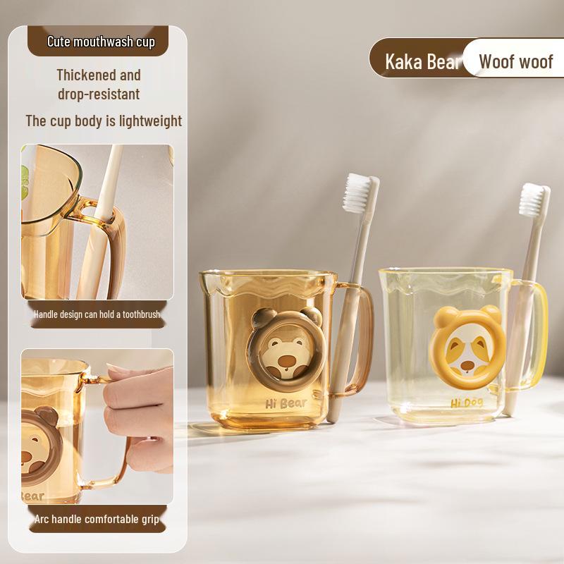 Mouthwash & Toothbrush Holder Couple Set - Transparent Tooth Mug