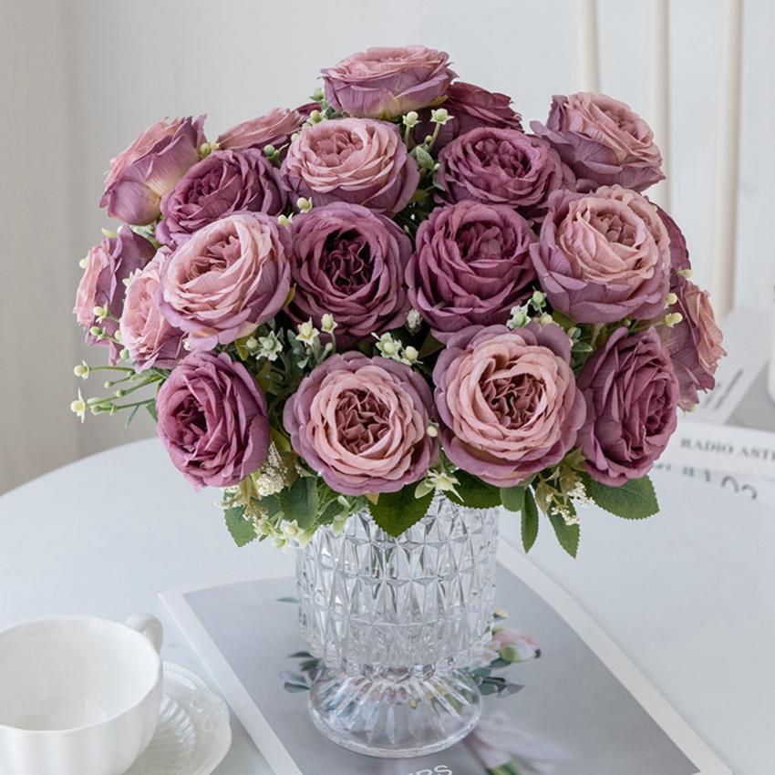 5 Heads peony Artificial flowers for Home Floral Arrangement Decoration Festival Garlands vase Wedding outdoor arch accessories