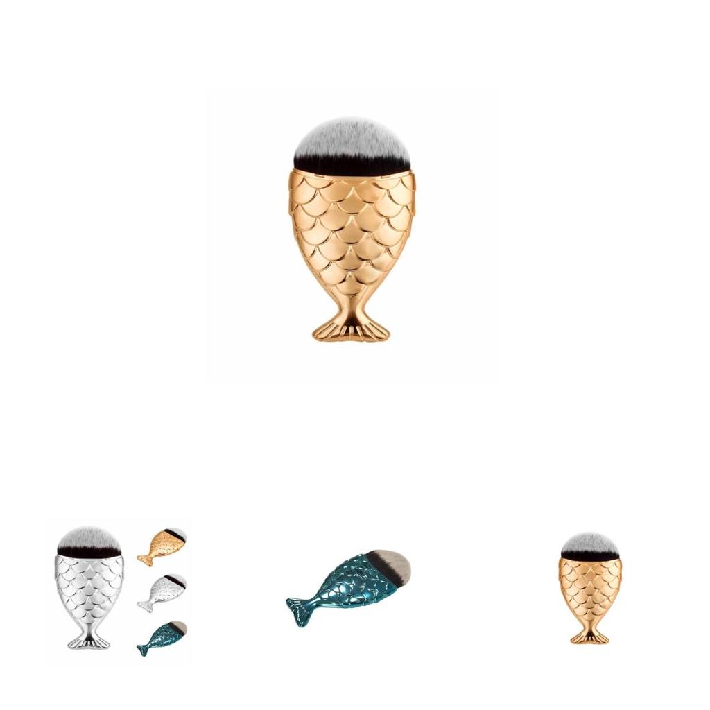 Exquisite Professional Mermaid Makeup Brushes Set With Luxurious Foundation And Powder Brush