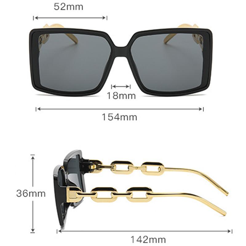 Personalized Chain Legs Square Large Frame Sunglasses Fashion Trend Glasses Women Sunglasses 18126