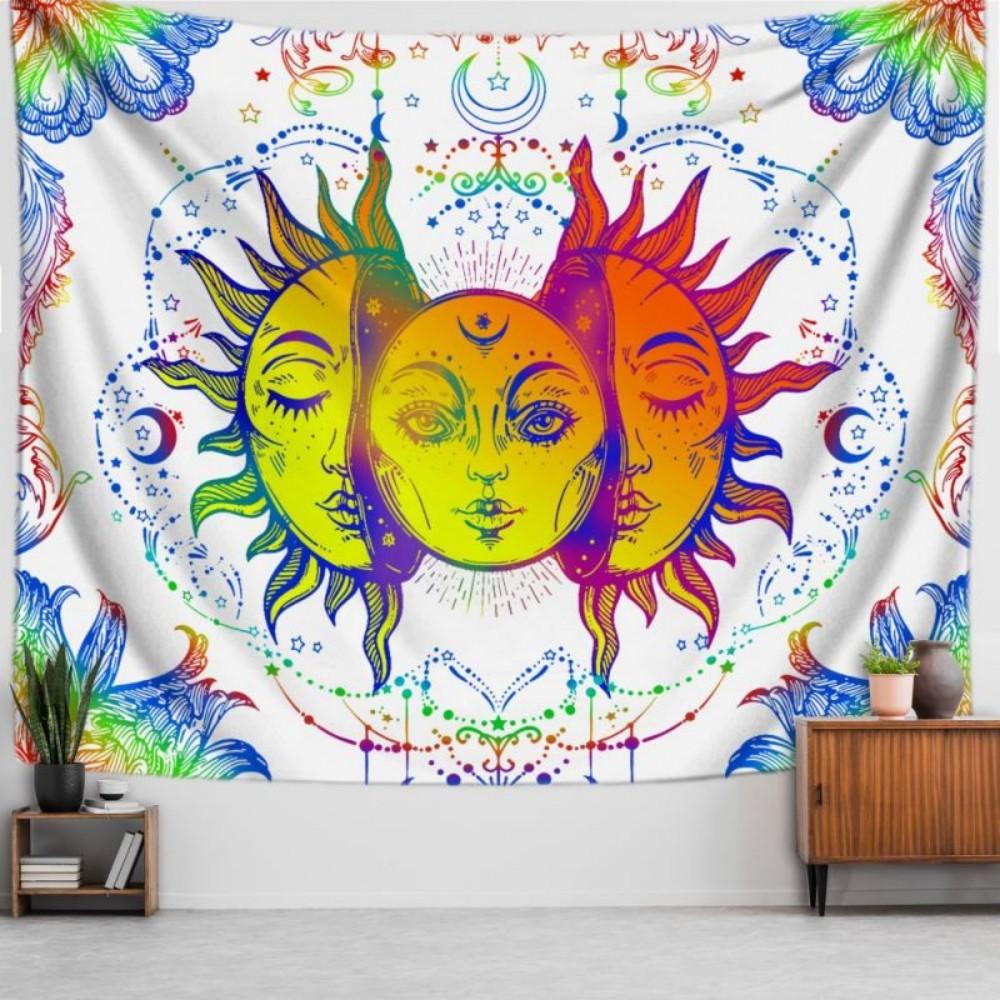 VIKAMA Mysterious Divination Sun Face Print Tapestry Boho Style Living Room Bedroom Home Decoration Wall Tapestry