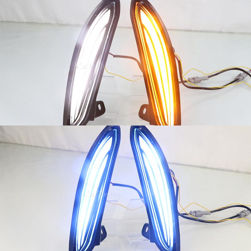 1 Pair For Toyota Harrier Venza Car DRL Lamp LED Daytime Running Light Dynamic Yellow Turn Signal Relay
