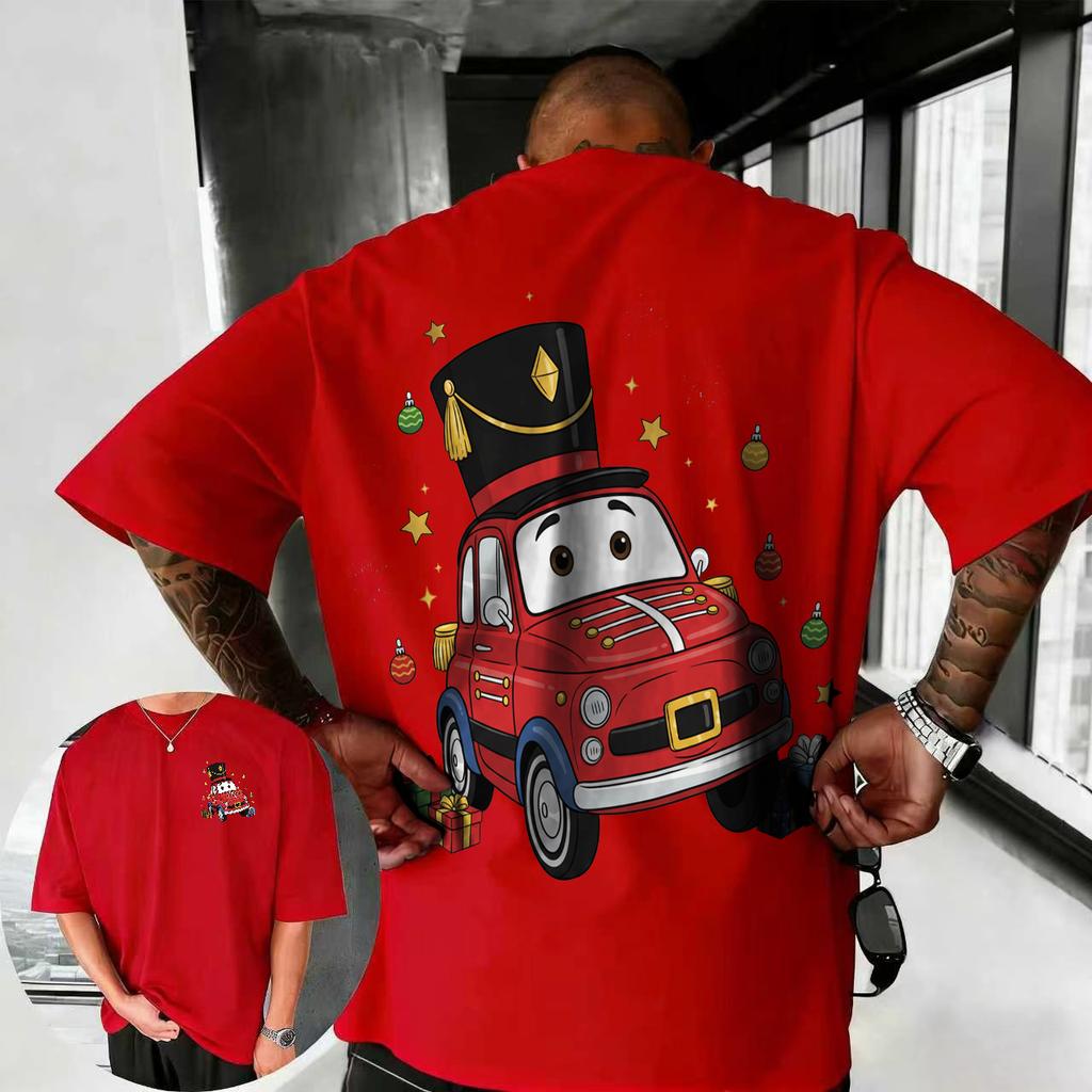202526 Summer Disney Cars Lightning McQueen Cartoon Pattern 100 Cotton Printed Tshirt Comfortable Breathable Mens Clothing