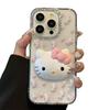 Rhinestone Pink Beads Kt Cat Mobile Phone Case for Iphone15Promax Transparent Iphone16 Acrylic 14
