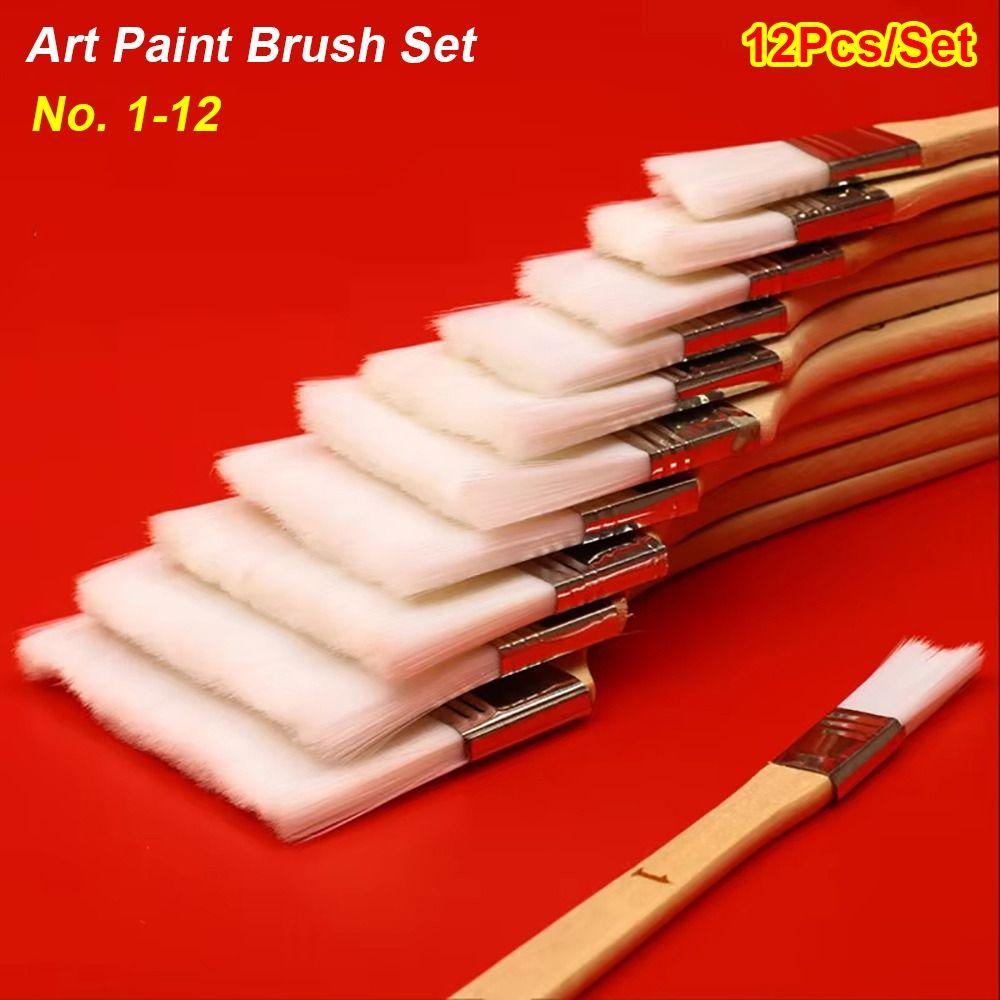 12Pcs/Set White Art Paint Brush Set Barbecue Brush  for Acrylic Oil Paint Varnishes Watercolor