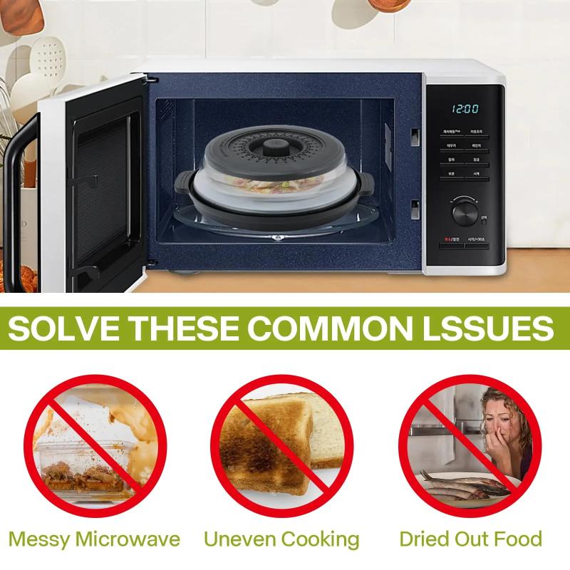 Microwave Food Splatter Cover Foldable Multifunction Splash Collapsible Guard Kitchen Gadget Colander For Meal Steaming Tray