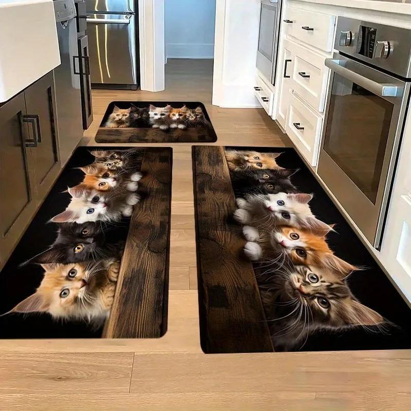1 Stück Niedliche Hunde HD Gedruckte Fußmatten Dekor Küchenteppiche Rutschfest Wohnzimmerteppiche Badematte Teppich für Zuhause Spüle Wäsche Dekor