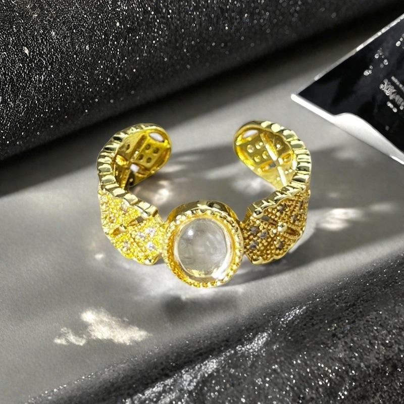 Three-Dimensional Exquisite Medieval French Retro Open Ring Luxury Light Luxury Niche Zircon Accessories Women
